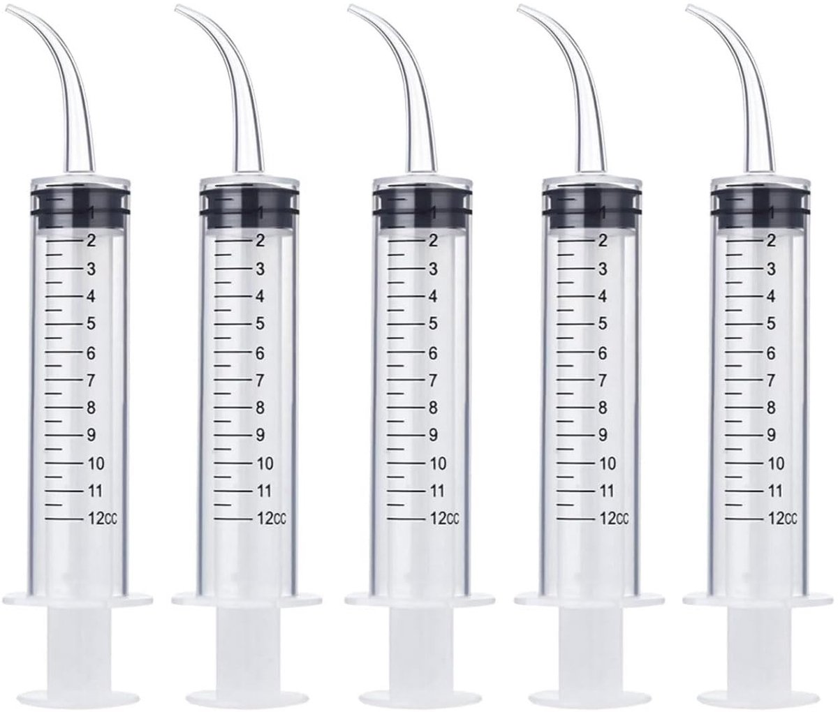 Innovra - Dailygoods - Set van 5 Spuitpennen met Gebogen Punt voor Dierenverzorging en Mondirrigatie