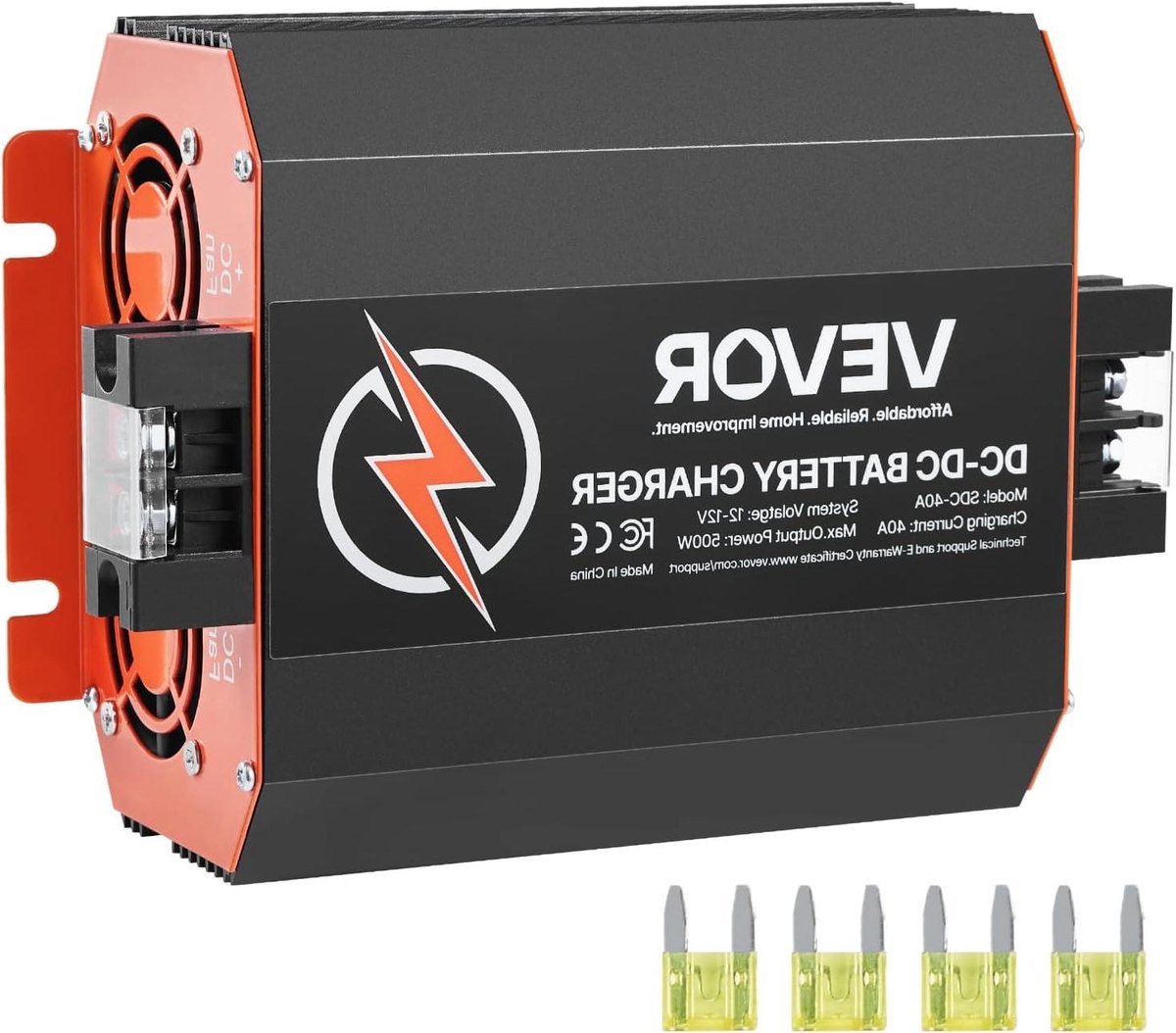 Acculader - Boordlader - Voertuig Accu - Intelligent Meertraps Laden - 12V 40A - Zwart
