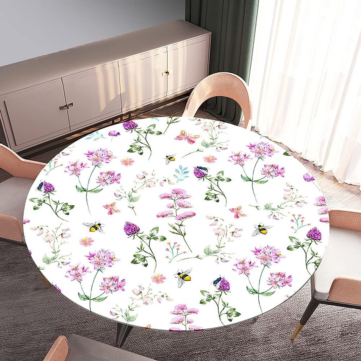 Rond Tafelkleed - Tafelhoes - Eettafel Beschermen - Elastische Rand - 170 cm - Paars