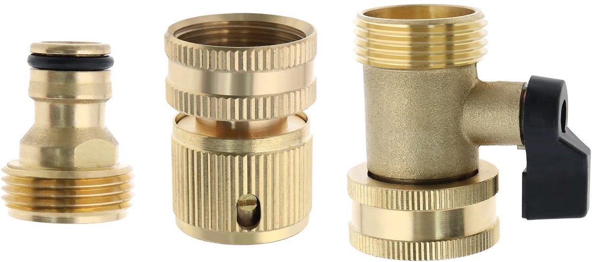 Dailygoods - Tuinslang Quick Connector - Messing Adapter - 3/4 Inch - Goud - Tuin Slang Fitting - Perfecte aansluiting voor jouw tuin - 3 stuks
