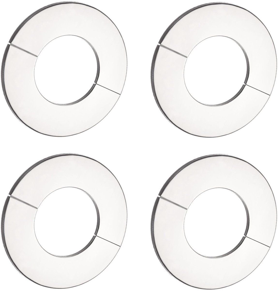Dailygoods- Pijpcover 4 Stuks - Roestvrij Staal - Muur Gespleten Flens - Ronde Rozet Plaat - 91mm Diameter - Snelle Installatie - Wandflens