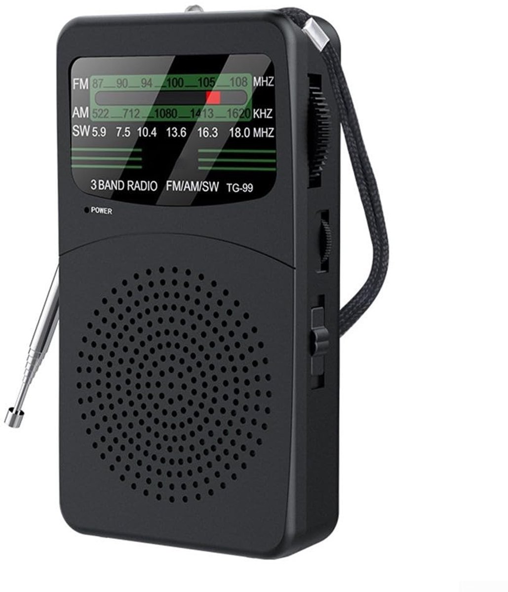 Dailygoods- Bandradio Compact - Draagbare Radio - Multiband-ontvangst - 3 W Luidspreker - Krachtig Geluid - 12,9 x 7 x 3,4 cm