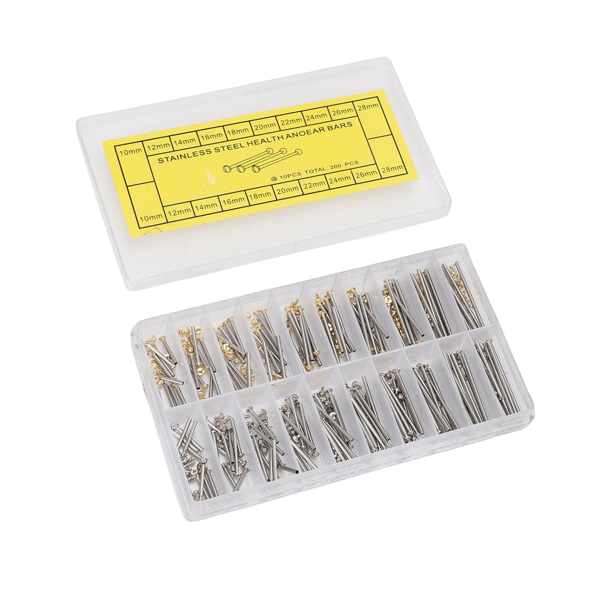 Dailygoods- Horlogepin 200 Stuks - Roestvrij Staal - Wrijvingsband - Reparatieset - 10 Maten - Geschikt voor Diverse Riemen - Horlogeaccessoires