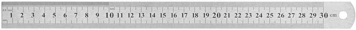 Dailygoods- Liniaal 30 cm - Roestvrij Staal - Kantoortekenliniaal - Duidelijke Schaal - Meten in Centimeter/Voet - Hoogwaardig en Sterk - Meetlat
