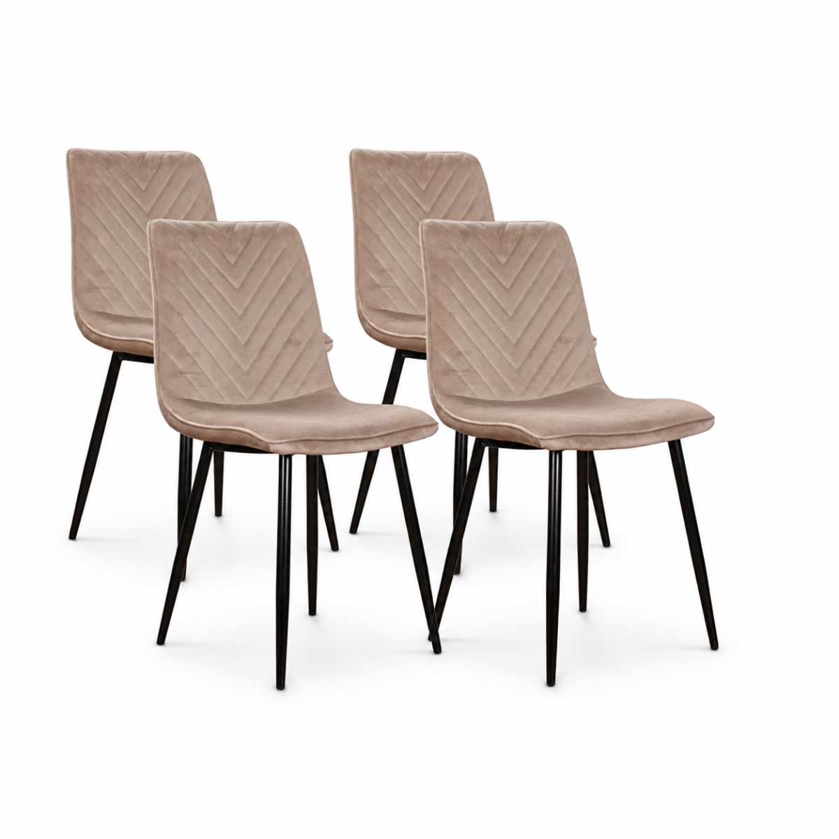 DS4U® - Gaby eetkamerstoel - Set van 4 - Champagne - Velvet