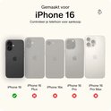 Vergelijking van iPhone 16 modellen: iPhone 16 met groen vinkje, andere met rood kruis.