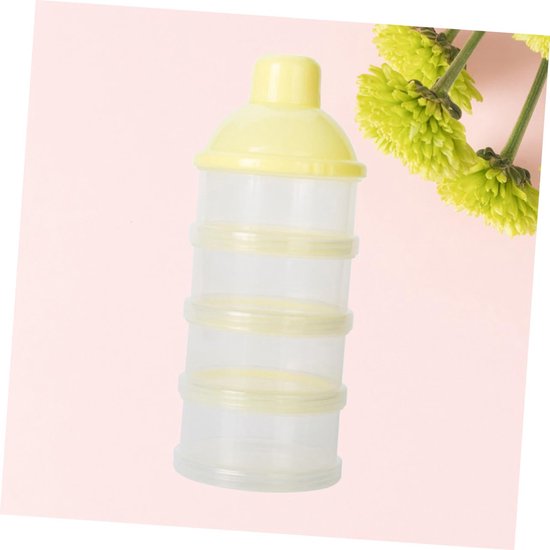 Melkpoeder toren - BPA vrij - 4 lagen -Melkpoeder doseerdoosjes - Babypoeder bewaarbakjes - Reisbox - Dispenser - Geel — afbeelding 2