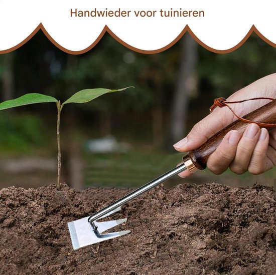 Hand Houtwurm - Tuin Gereedschap - Onkruid Verwijderen - Drie Tanden Ontwerp - 4 x 8 x 4 cm - Zilver — afbeelding 5
