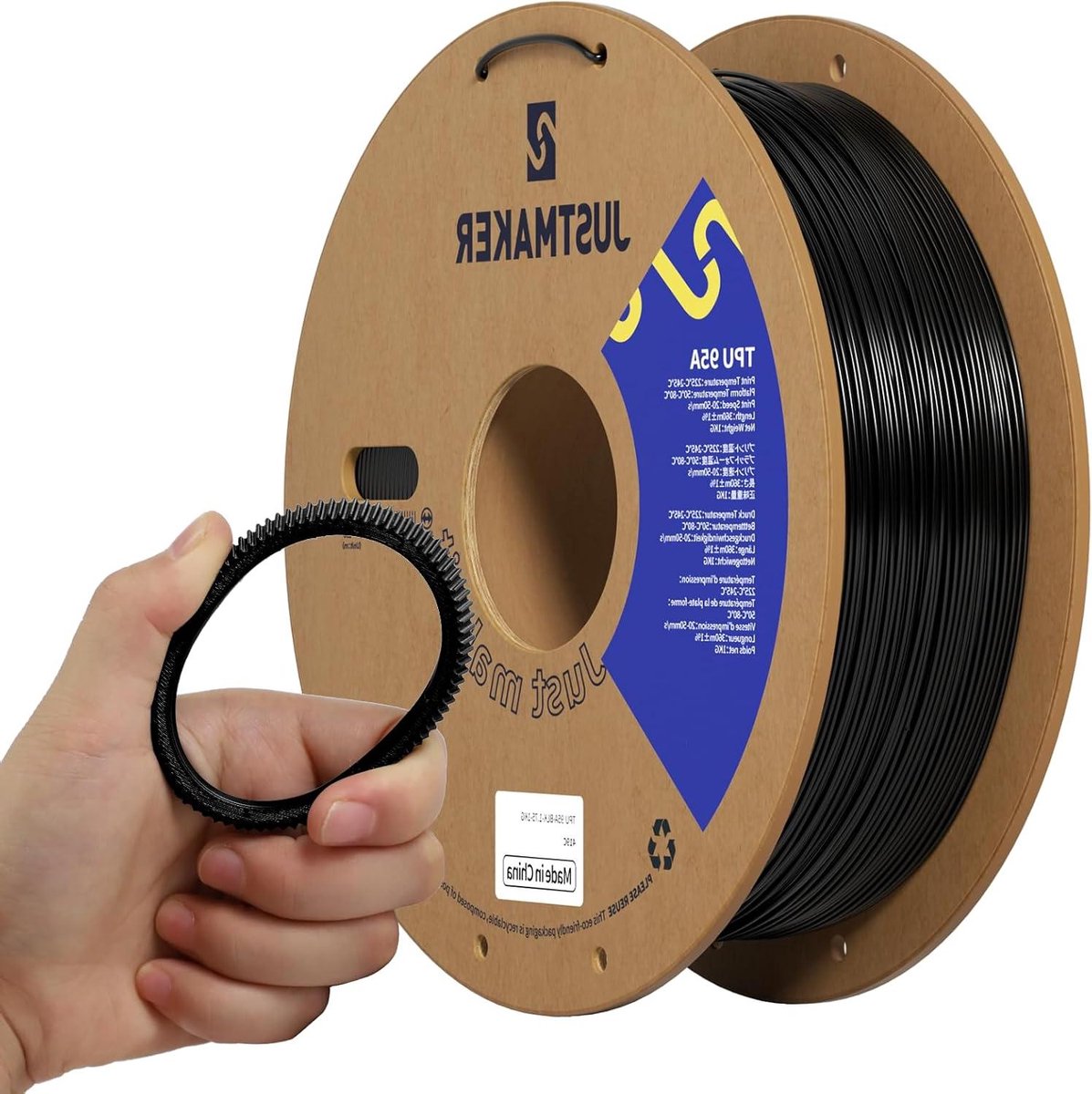 3D Printer Filament - Flexibel Materiaal - Objecten Printen - Hoge Elasticiteit - 1.75 mm 1 kg - Zwart