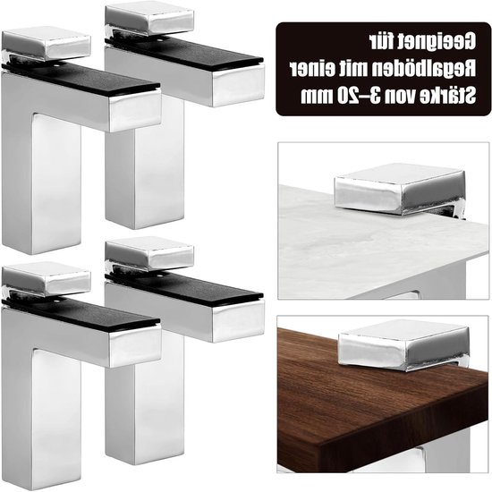 Verstelbare Glazen Planksteunen - 6 Stuks, Wandmontage, Geschikt voor 3-36mm Dikke Planken, Ideaal voor Glas en Hout, Duurzaam en Stevig — afbeelding 3