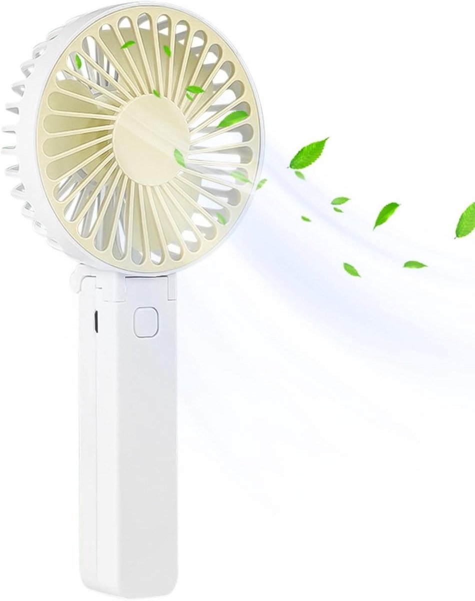 Persoonlijke Handventilator - Draagbare Ventilator Opvouwbaar - Koelte Blijven - Drie Windsnelheden - Compact - Geel