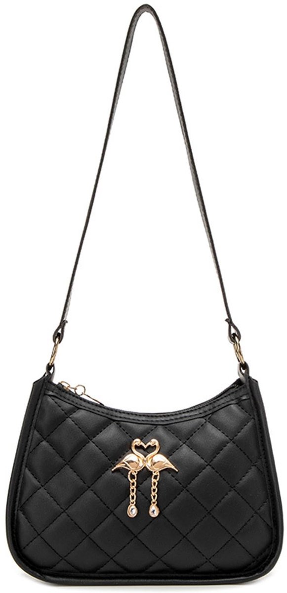 Cosensi- Handtas Klein - Schoudertas Dames - Faux Leer - Retro 90s - Zwart - 20 x 6 x 13 cm