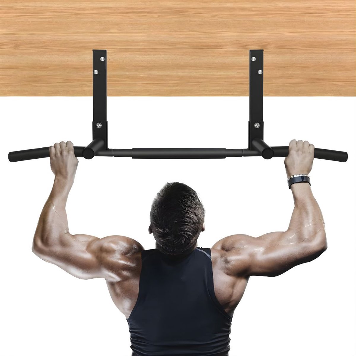 KAD® Pull Up Bar - Optrekstang voor aan de Muur - Pull Up Station - Donkerzwart - 43cm x 15cm x 11cm