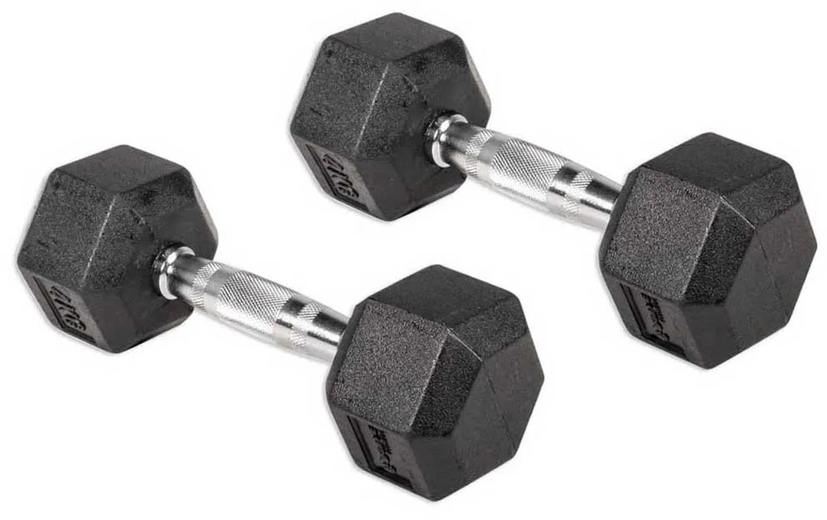 Olive Rubber Hex 5kg Dumbbell 2 Eenheden Zwart,Zilver 5 kg