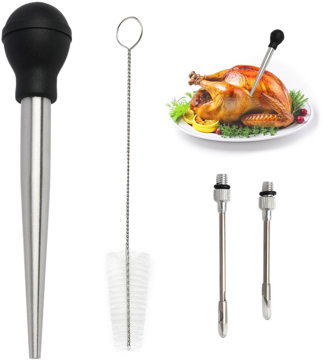 Dailygoods - Roestvrijstalen Marinadespuit met 2 Naalden