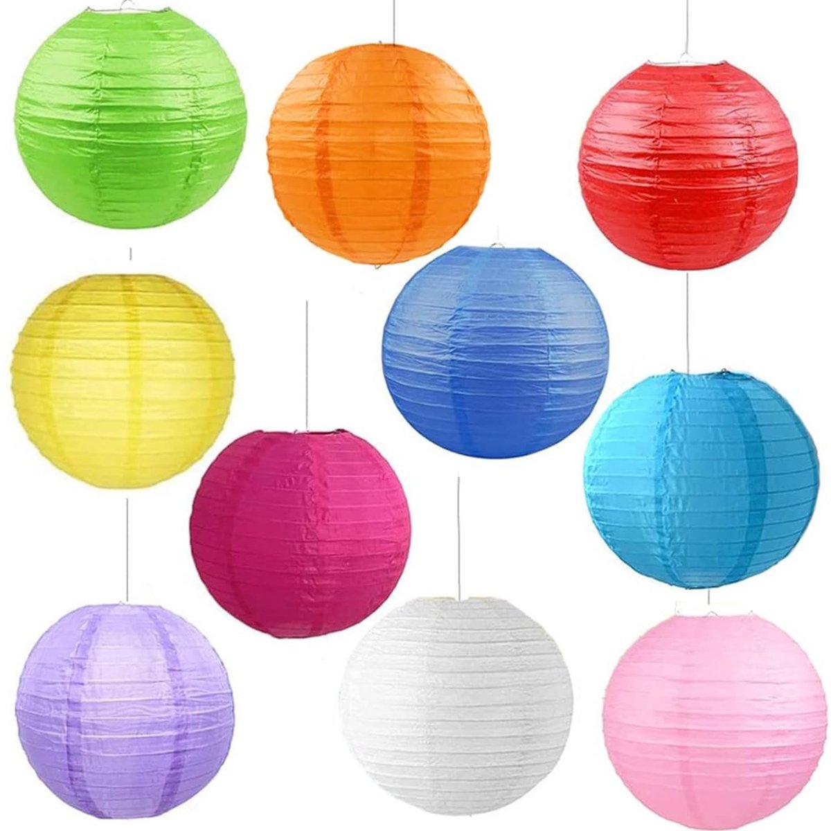 Dailygoods- Papieren Lantaarn 10 Stuks - Kleurrijke Lantaarns - Opvouwbare Lampenkap - Decoratie voor Feestjes - Chinese Stijl - 25 cm - Feestlantaarn