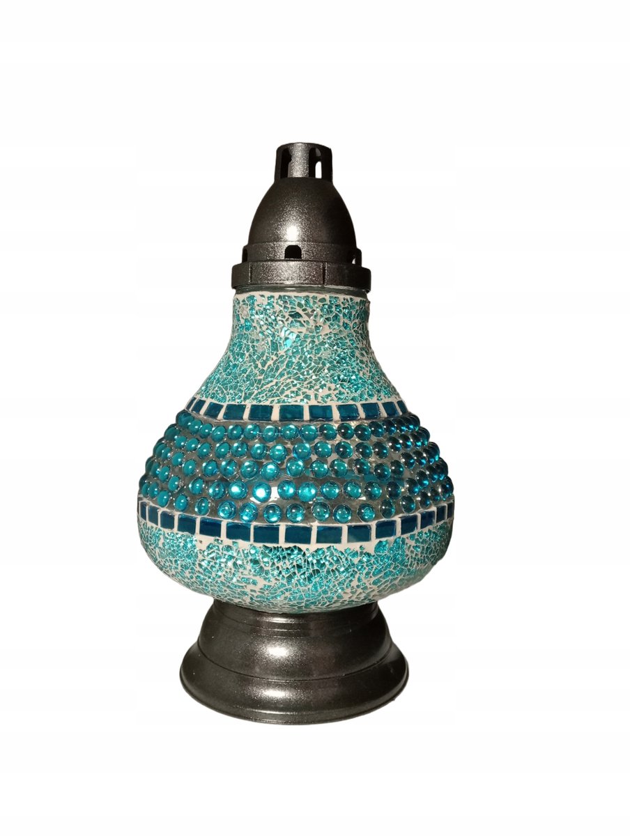 Unieke Mozaïek Lantaarn Vaas - Turkse Blauw - 36cm