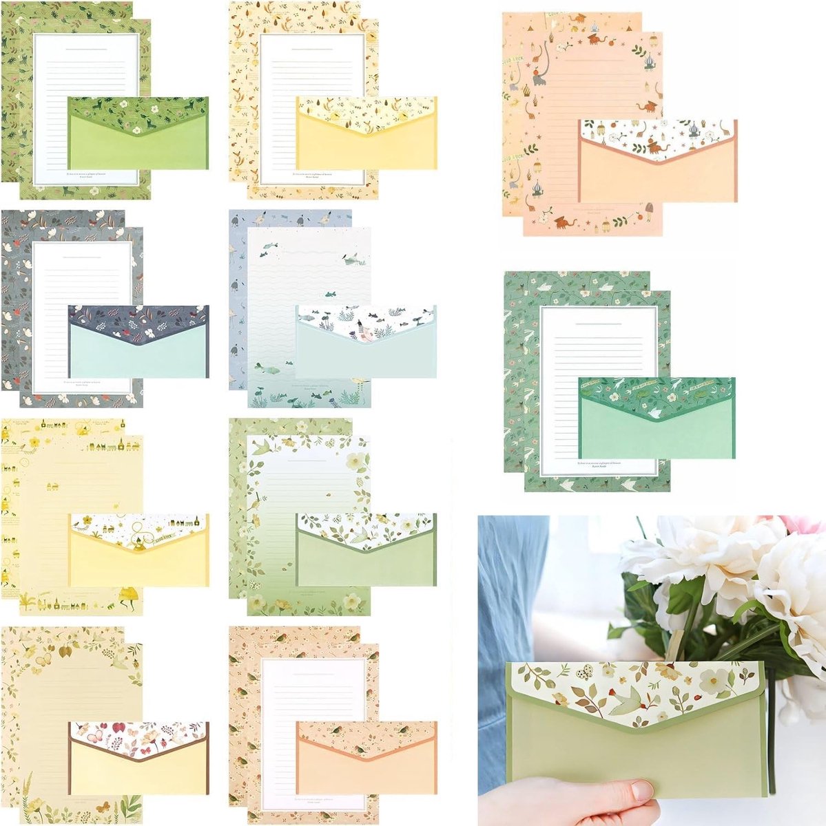 Dailygoods- Briefpapier A5 90 Stuks - Bloemendesigns - Enveloppen - Zelfsluitend - Luxe Verpakking - Hoogwaardig Materiaal - Schrijfpapier