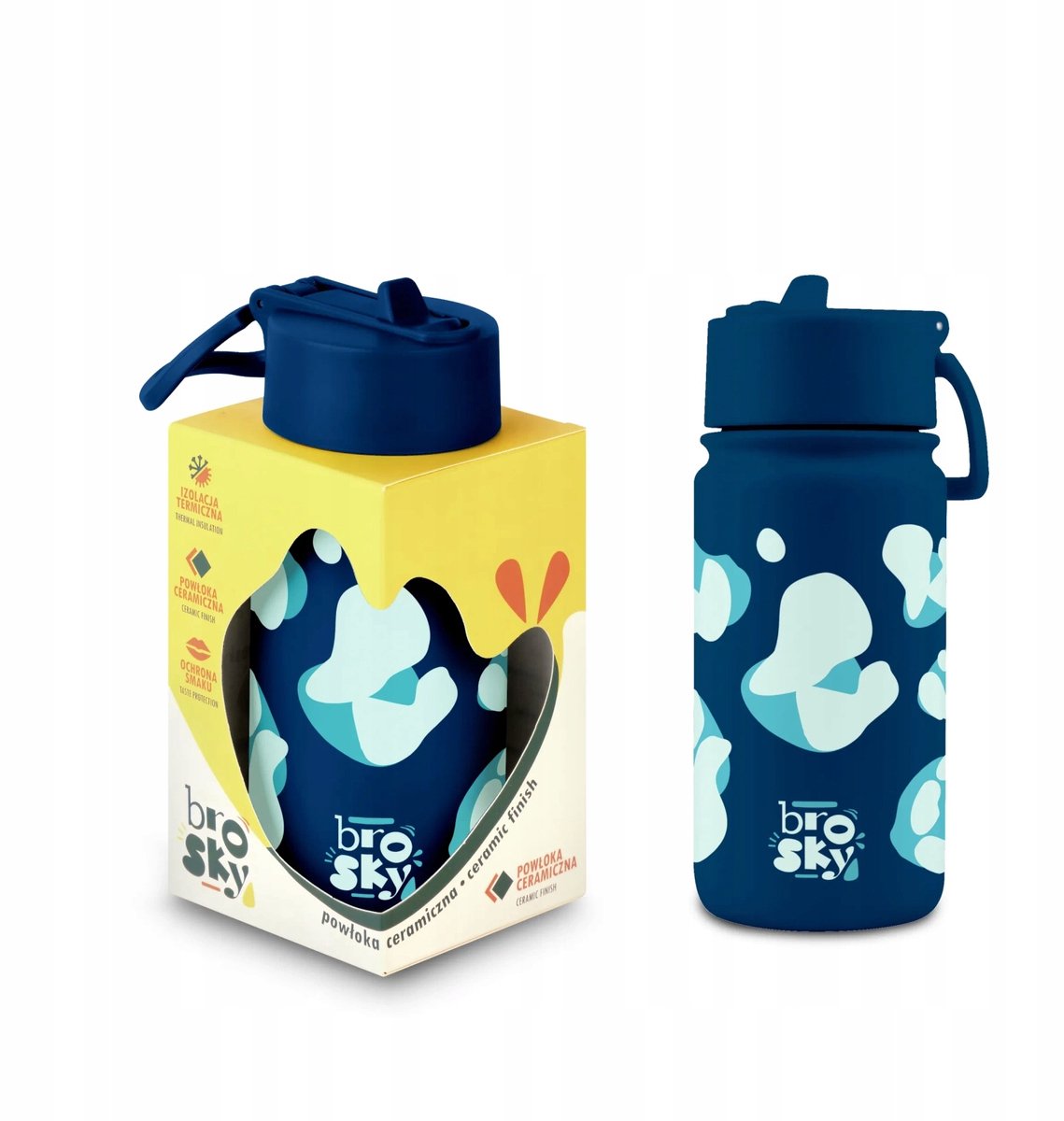 Brosky Wild Blauwe 450ml Bidon met Keramische Coating & Rietje