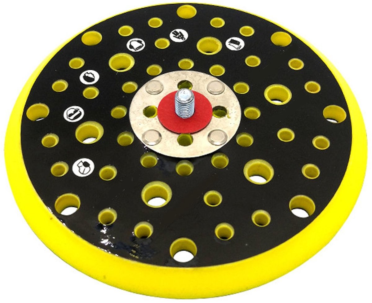 JHUBERS- Schuurschijf 150 mm - 54 gaten - Klittenband - Compatibel met Mirka Ceros Deros - Hoogwaardig ABS-kunststof - Duurzame sponspad - Schuurpad