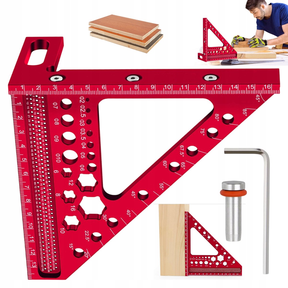 3D Aluminium Hoekmeter voor Timmerman en Ingenieur