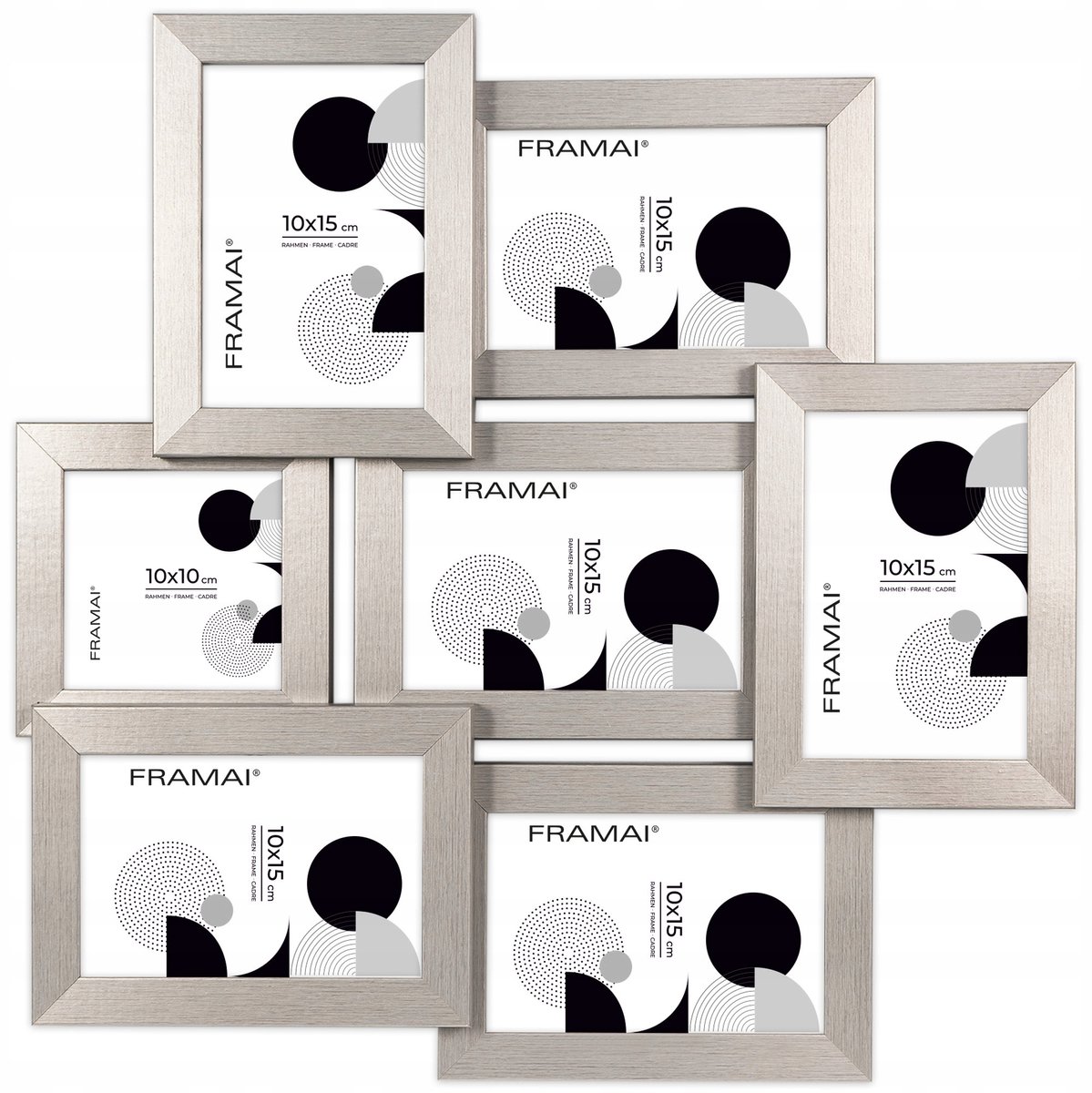 Zilveren Multiframe 7 Foto's 10x15cm & 10x10cm - 44x44cm