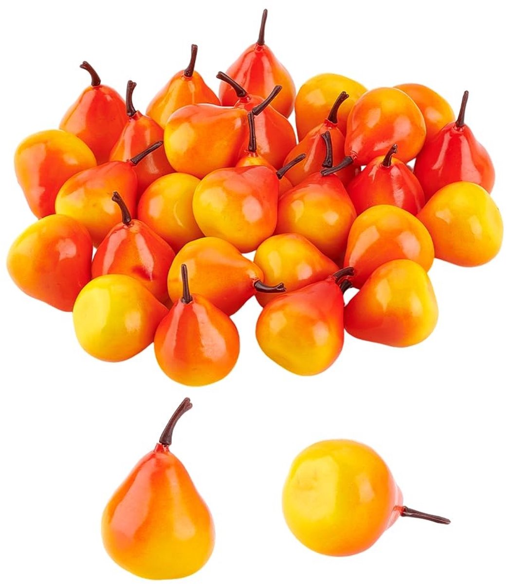 JHUBERS- Kunstperen 30 Stuks - Kunstfruit - Nep Fruit - Decoratie Fruit - Mini Peren - Lichtgewicht en Duurzaam - Nepfruit