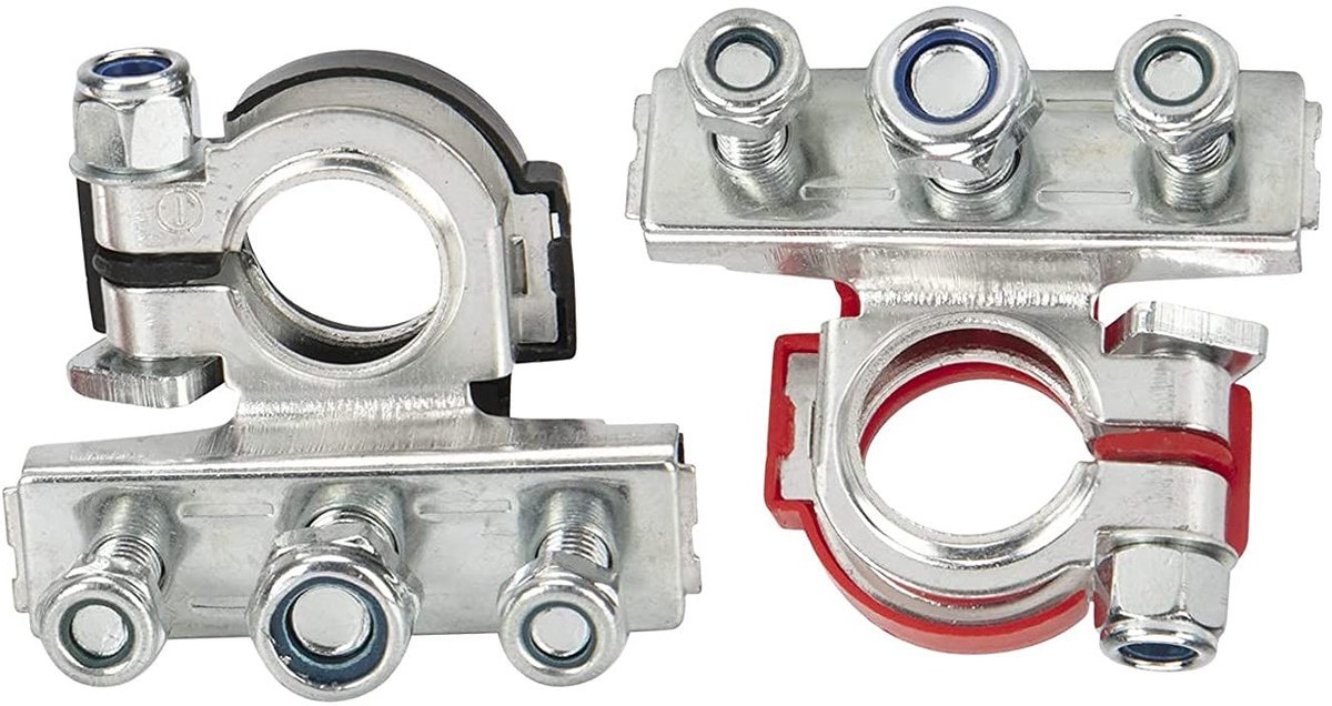 ZEYNOMAX - Accuklemconnector - Accuklem voor auto - 3-weg vrijetijdsaccu - 12 V - Accu-terminal - Geschikt voor auto camper caravan - Kleur zwart