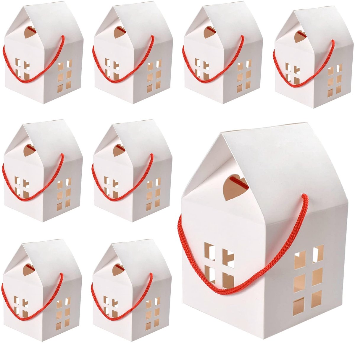 JHUBERS- Geschenkdozen 26 stuks - Kraftpapier - Snoepdoosjes - Taartdoos - Cadeauverpakking - 300g Wit Karton - 8 x 8 x 7,5 cm