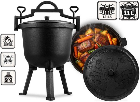 Berdsen - Serie BD - Gietijzeren Kookpot - 11L - Voor Kampvuur van Berdsen — afbeelding 3