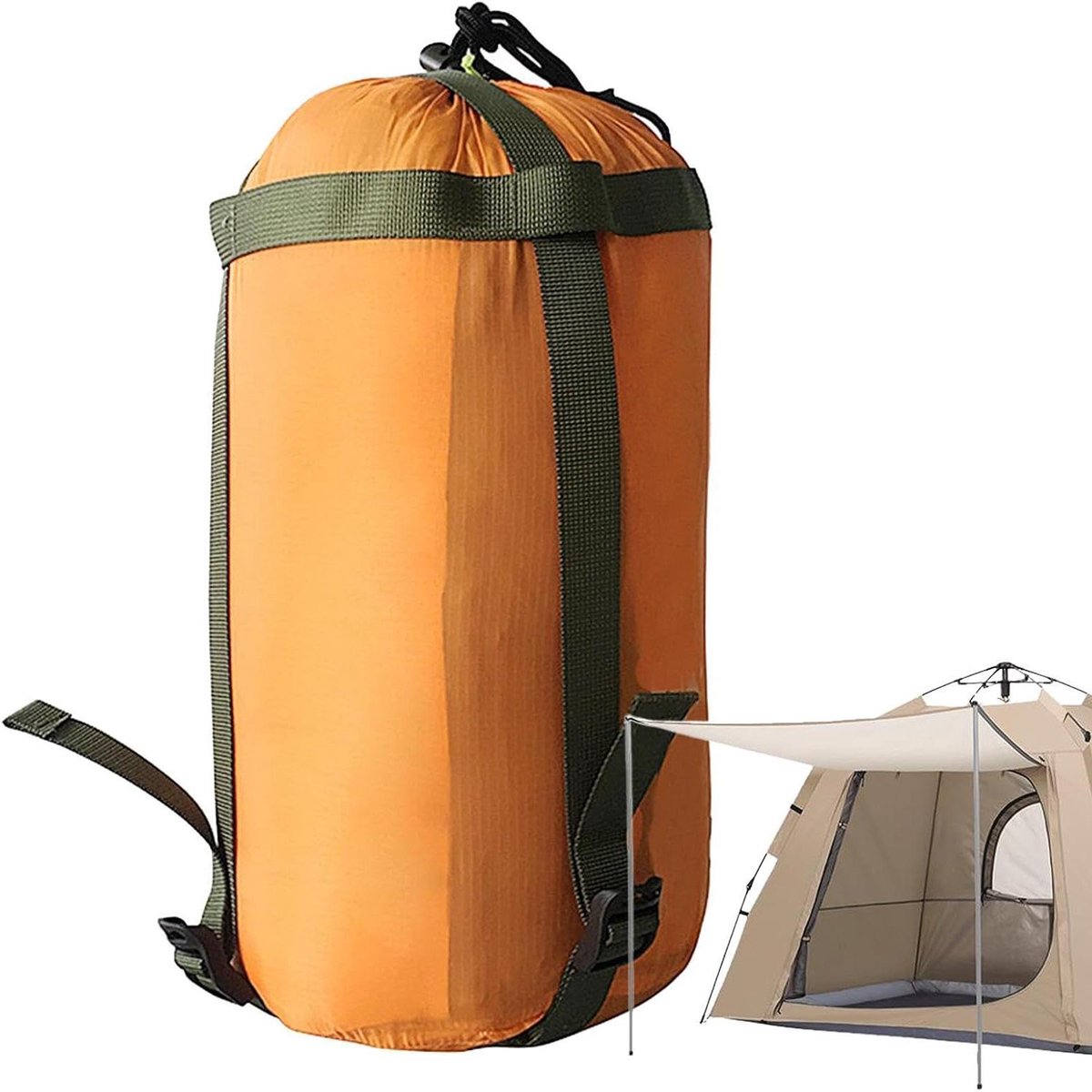 Pakzak Slaapzak - Opbergtas Outdoor - Kamperen Opbergen - Waterafstotend Materiaal - 18 x 38 cm - Oranje