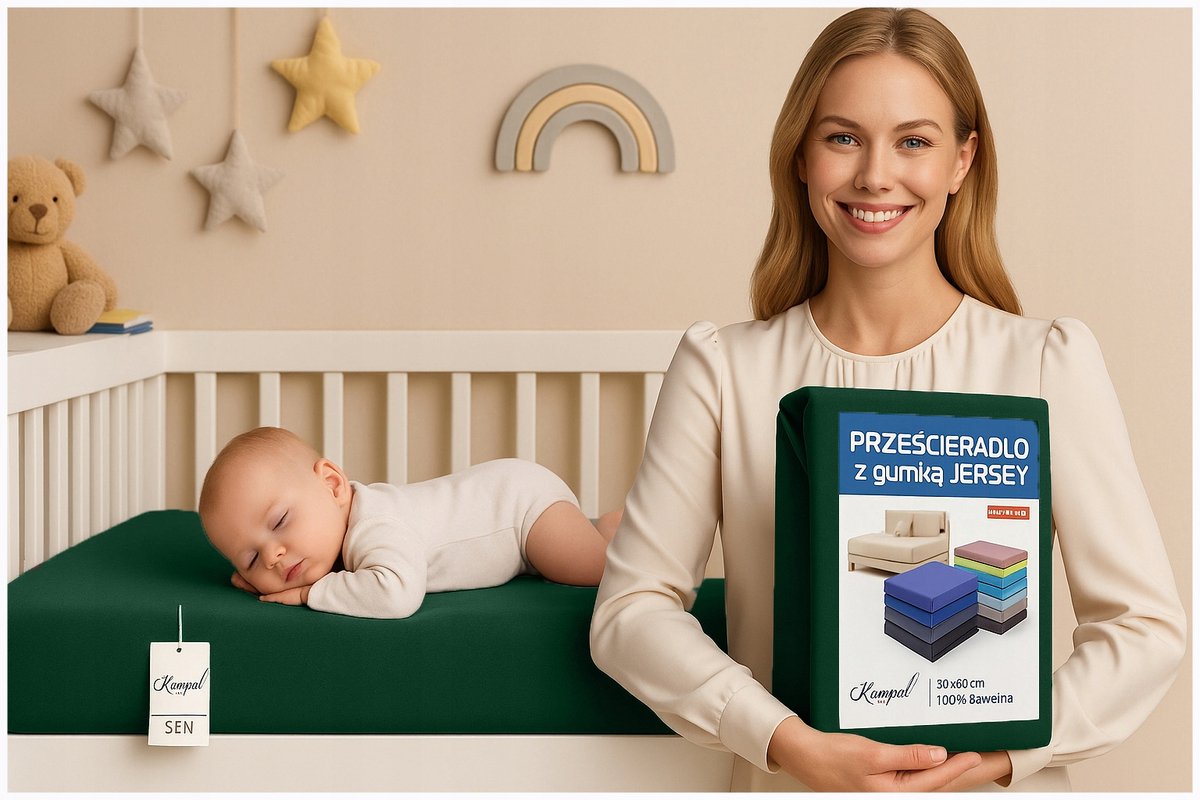 Jersey Hoeslaken met Elastiek 80x200cm - 100% Katoen - Flesgroen