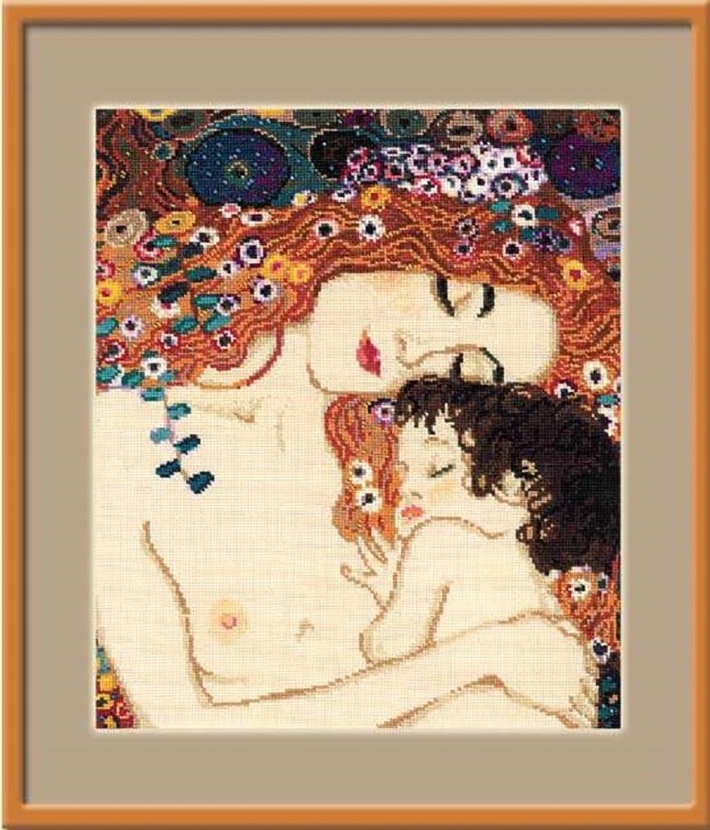RIOLIS 916 Moederlijke Liefde Klimt Borduurpakket Kruissteek 30x35 cm