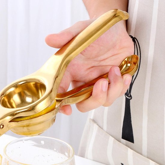 Citroenpers Roestvrijstaal - Handpers Keuken - Moeiteloos Sap Maken - Ergonomisch Ontwerp - 4.3x7.2x4.3 cm - Goud — afbeelding 2