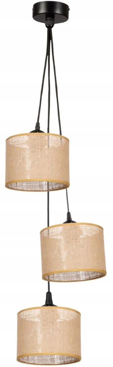 TRIO Zwarte Hanglamp Jute - 3xE27 - 92cm Hoogte