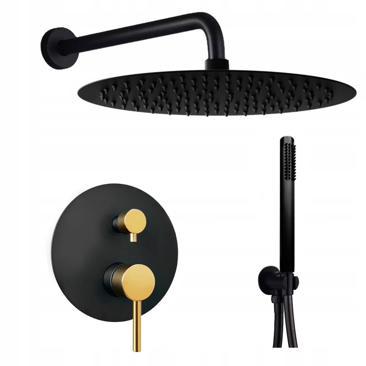 Veldman Costa Doucheset Inbouw Zwart Goud 30cm