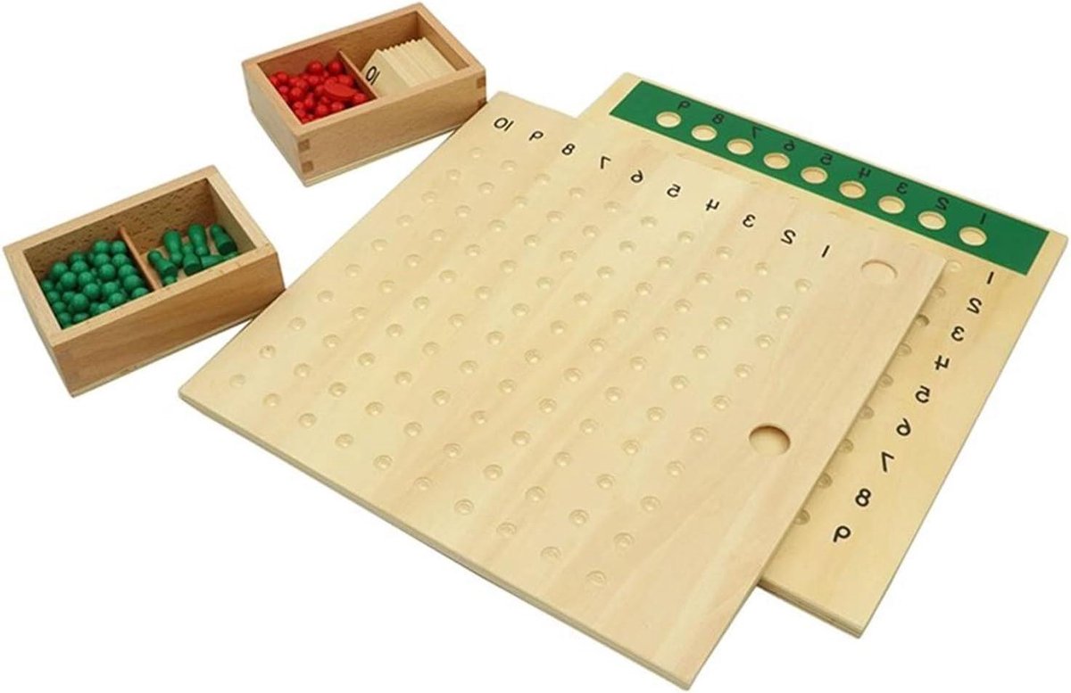 Houten Vermenigvuldigingsbord - Wiskunde Hulpmiddel - Vroege Leren - Intuïtieve Weergave - 32 x 30.7 cm - Natuurlijk Hout