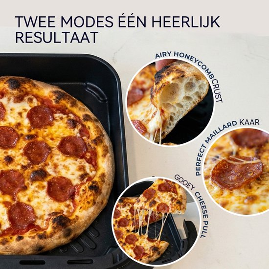 Pizza Oven-Airfryer Oven - Heteluchtfriteuse - 11-in-1 Programma’s - Dubbele Verwarming - 2200 W - Voor Keuken - 38,5 x 35 x 20,5 cm - Zwart — afbeelding 2