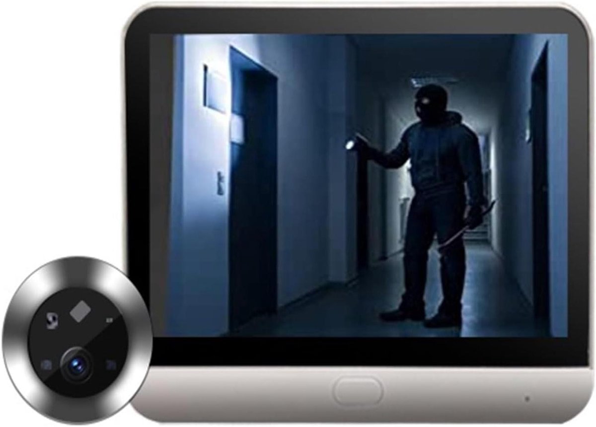 Slimme Deurcamera - Video Deurbel - Huisbeveiliging Thuis - Bewegingsdetectie Alarm - 4.3 Inch Display - Zilver