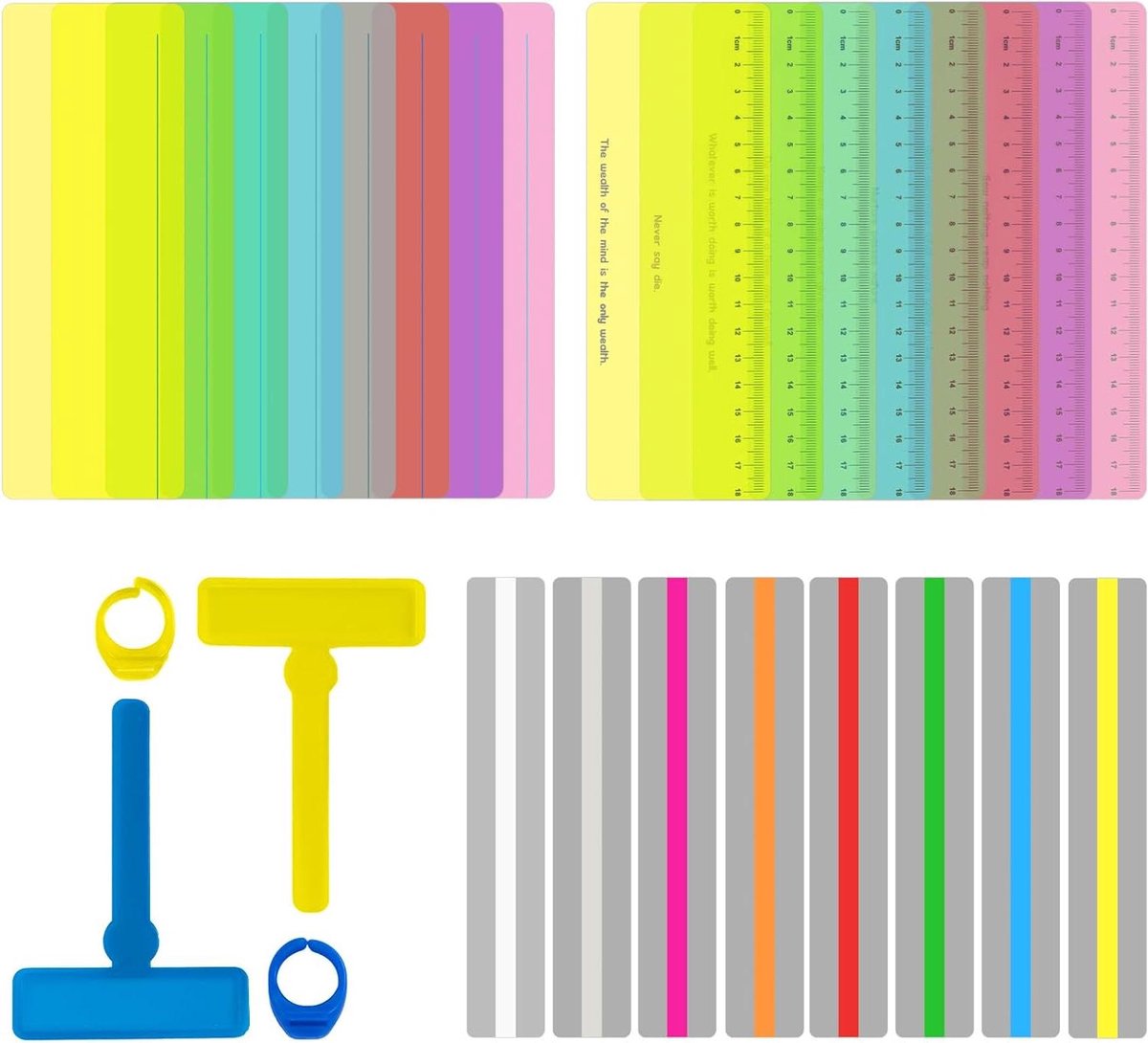 Leeshulpmiddelen Kinderen - Leeslinialen Strips - Concentratie Verbeteren - 26 Delige Set - Diverse Maten - Veertien Kleuren