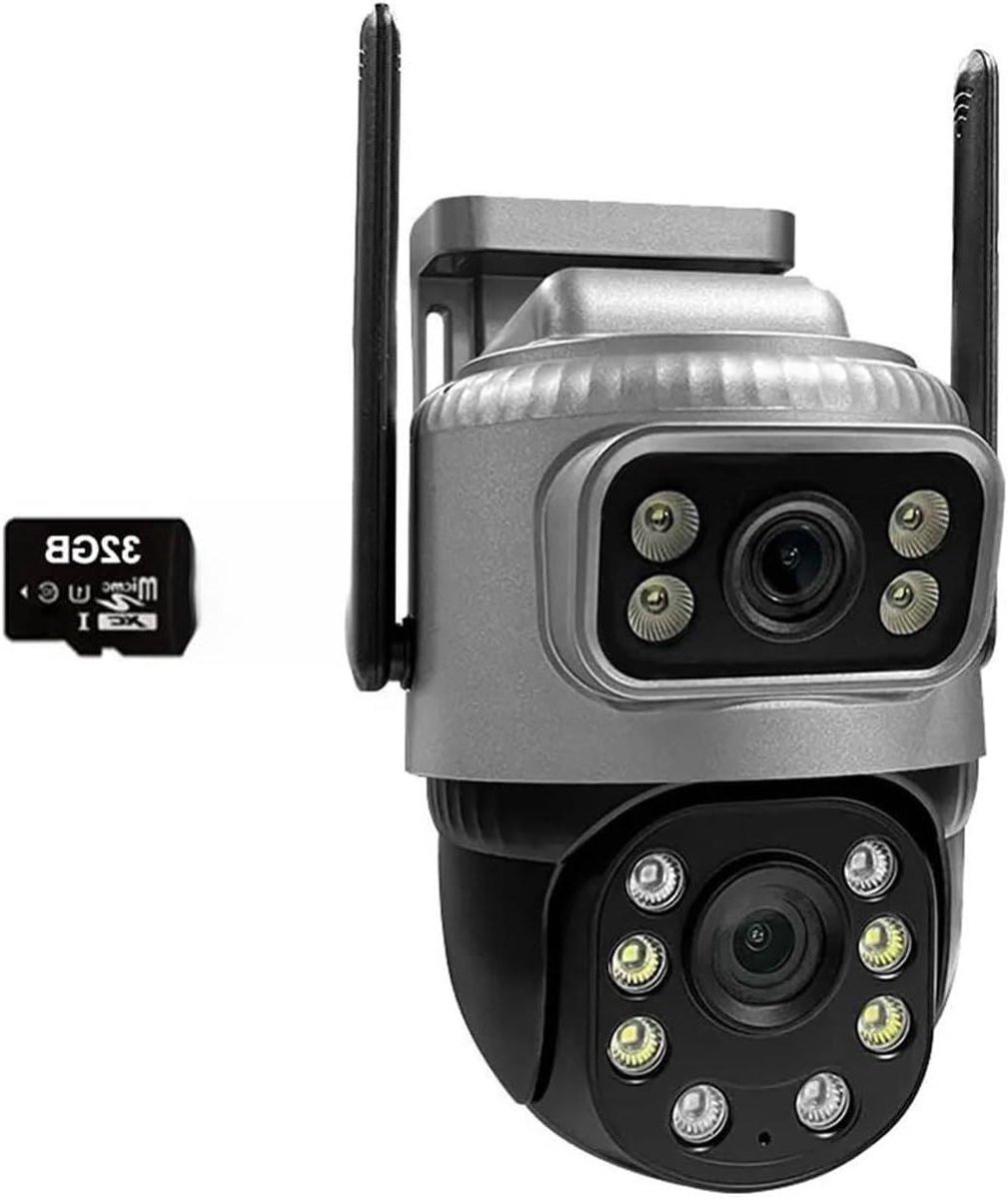 4G IP-camera - Beveiligingscamera Buiten - Thuisbewaking - Dubbele Lens Nachtzicht - 8MP - Wit