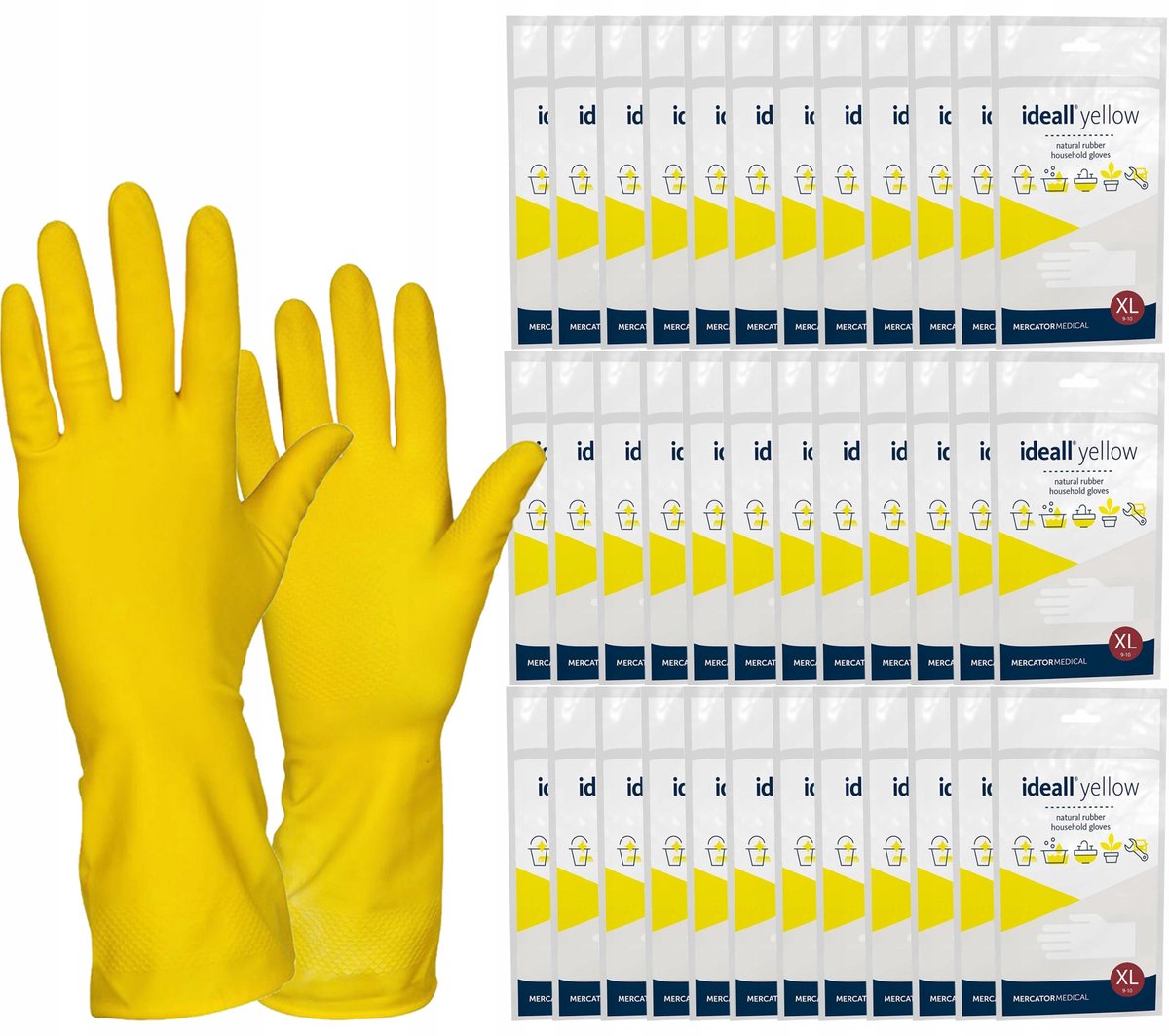 Ideall Gele Latex Huishoudhandschoenen XL - 120 Paren