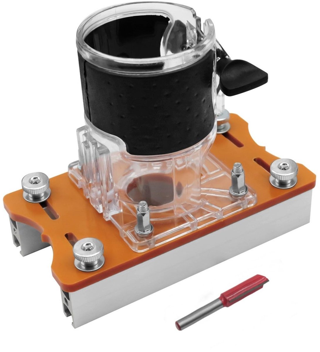 LIVIA HOME - Houtfreesbasis - 2-in-1 Gleufbasis - Nauwkeurig en Compact - Geschikt voor Trimmachine - Aluminium Freesgeleider - Voor Houtfineer