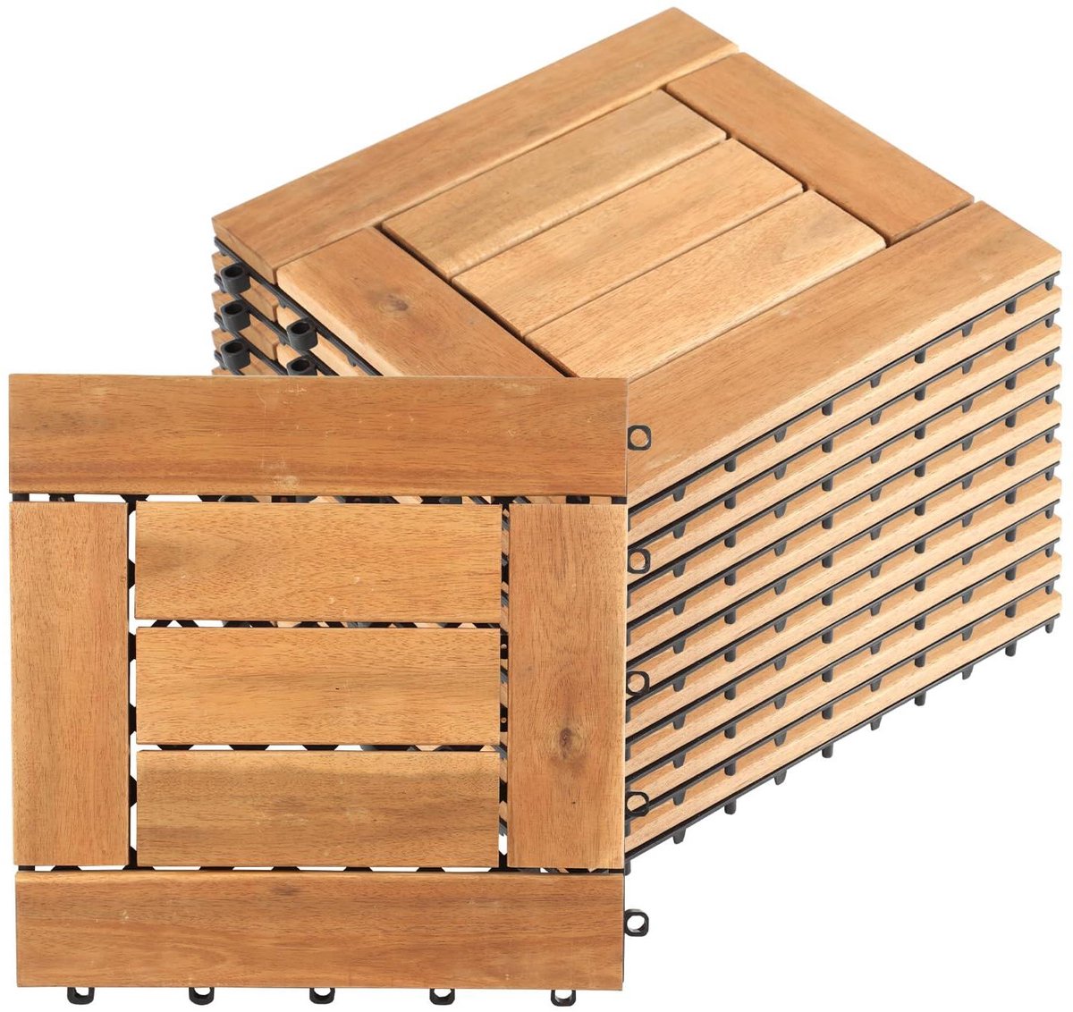 Houten Terrastegels - Balkon Vloer - Buiten Leven - FSC Gecertificeerd - 55 Stuks - Houtkleur