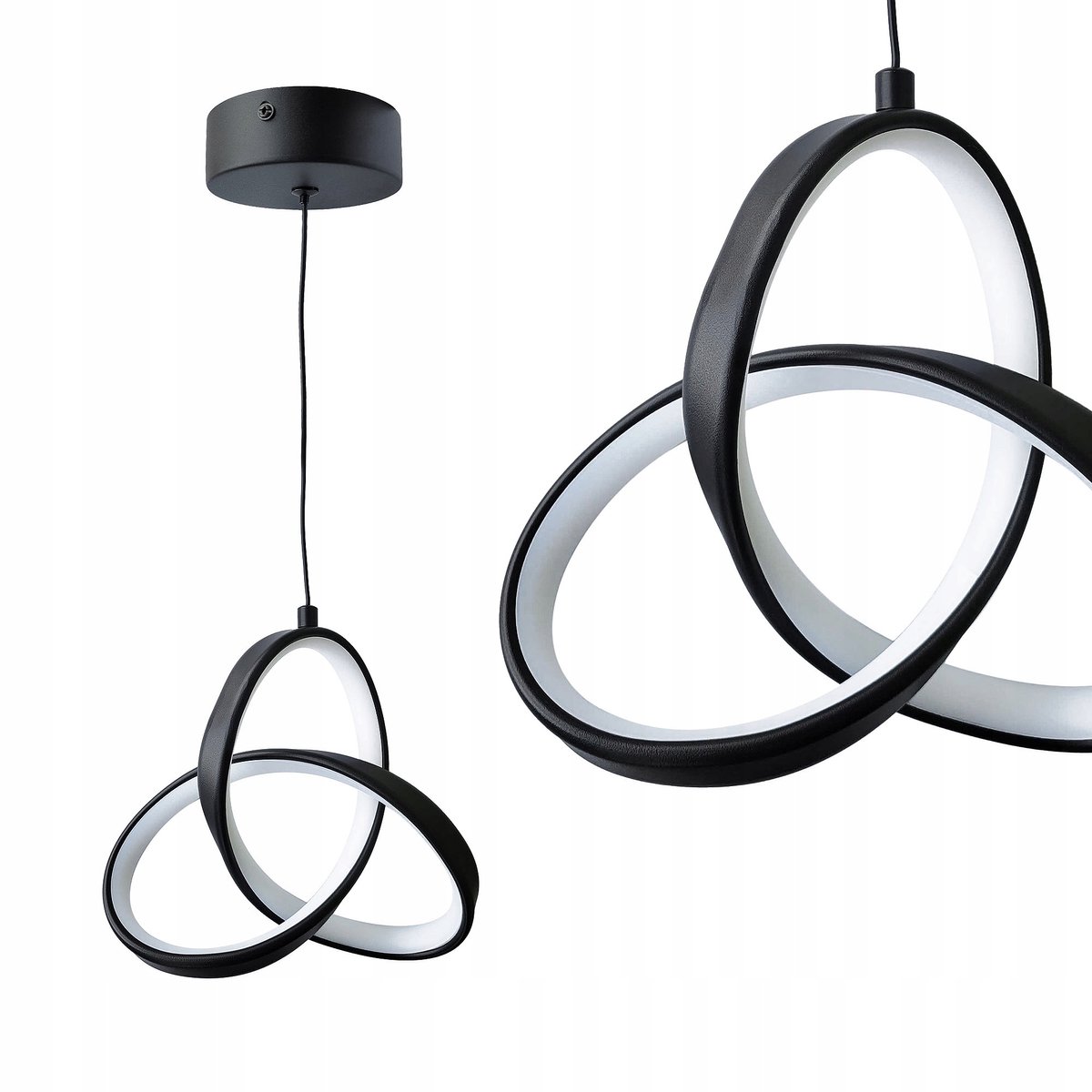 Moderne zwarte hanglamp LED 13W - Verstelbare hoogte, 4000K