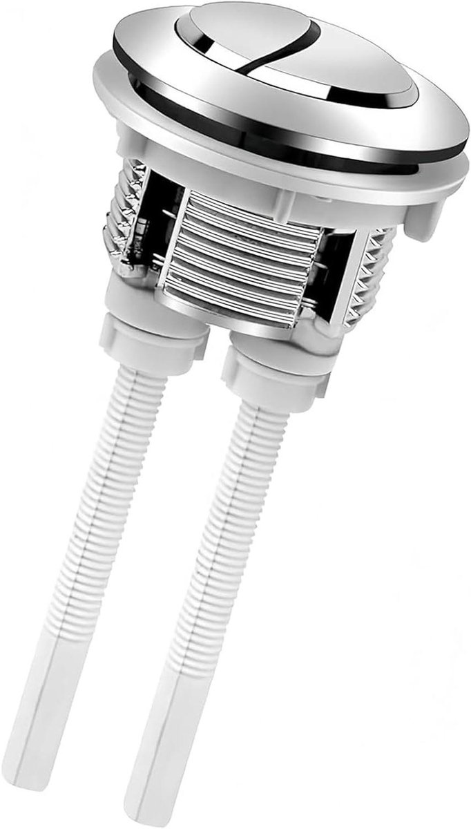Universele spoelknop - Dubbele bediening - Toilet reparatie - Waterbesparend ontwerp - 37-44 cm diameter - Zilver