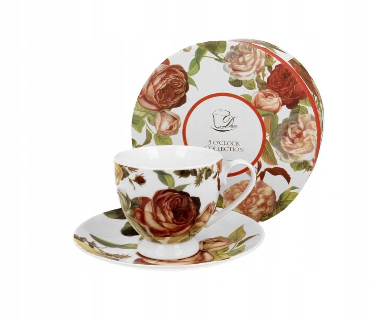Porseleinen Kop en Schotel Kasandra - 220 ml - Bloemendesign