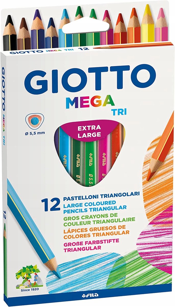 Giotto Driehoekige Kleurpotloden voor Kinderen - 12 Levendige Kleuren