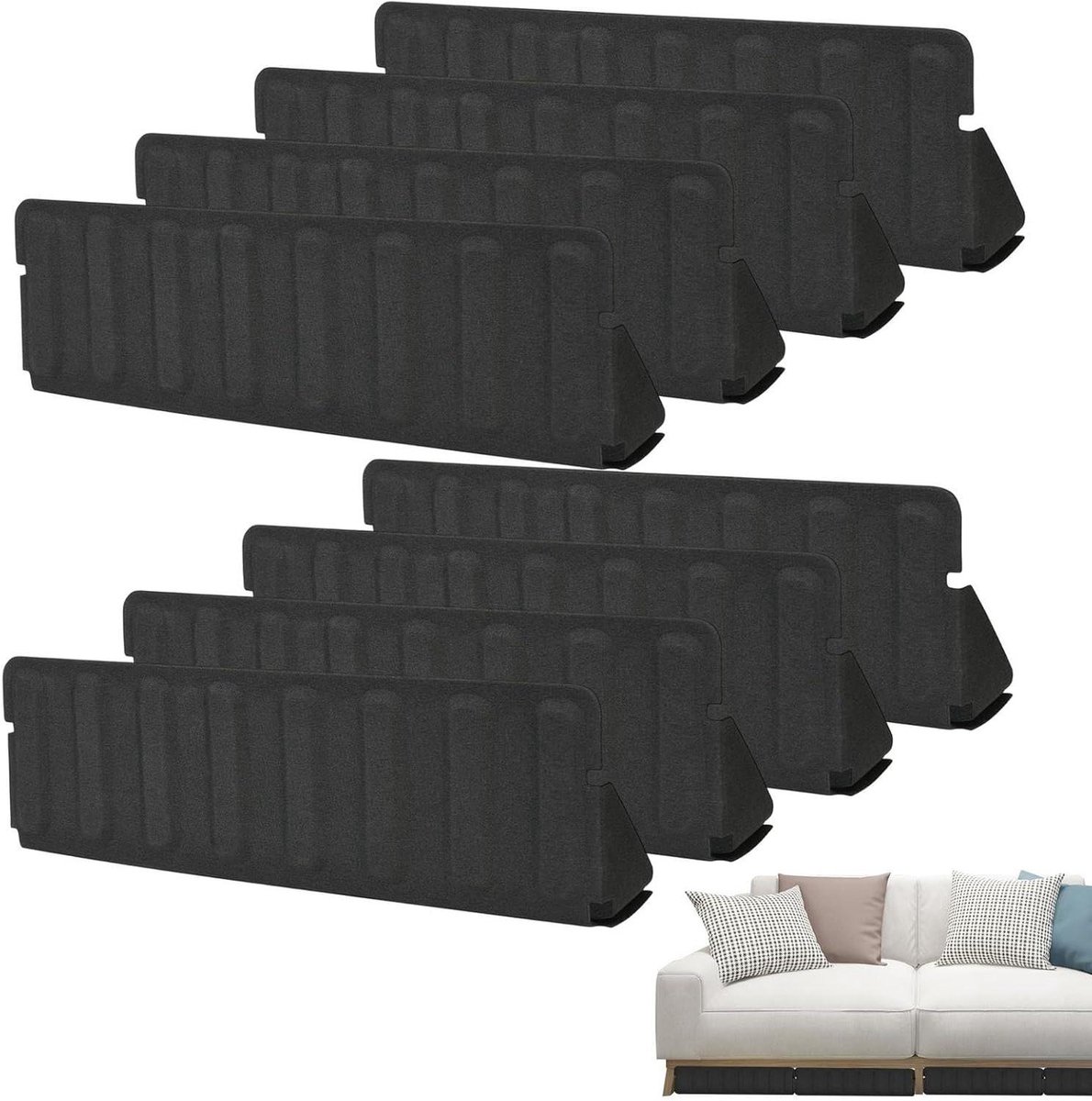 Meubel tussenblok - Bank stopper set - Huis netjes houden - Verstelbaar en antislip - 8-delige set - Zwart
