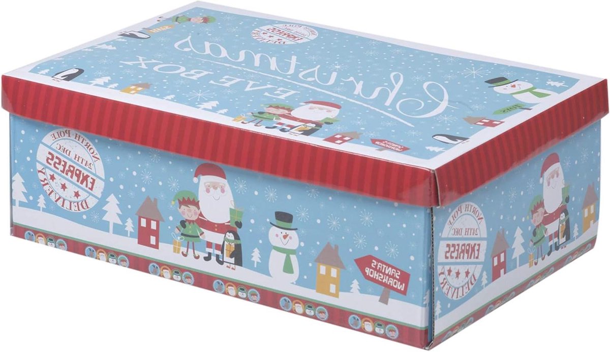 Opvouwbare opbergdoos - Kartonnen box - Kerst decoratie opslag - Met deksel - Klein formaat - Blauw